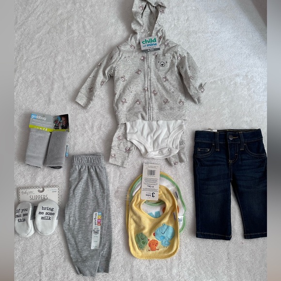 various brands Other - NWT Baby Bundle: Wrangler Jeans, Carter’s Hoodie, Gerber Bibs & More (3-9M)